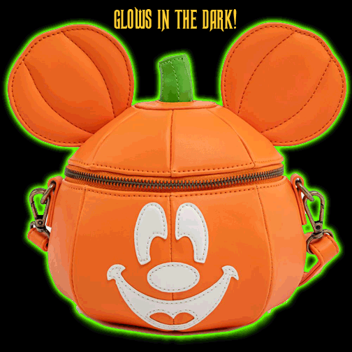 LOUNGEFLY DISNEY MICKEY-O-LANTERN GLOW IN THE DARK CROSSBODY BAG<br>IN-STORE PURCHASE ONLY!!