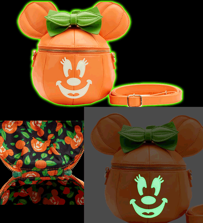 Loungefly Minnie Mouse Glow in the Dark Pumpkin Crossbody Bag