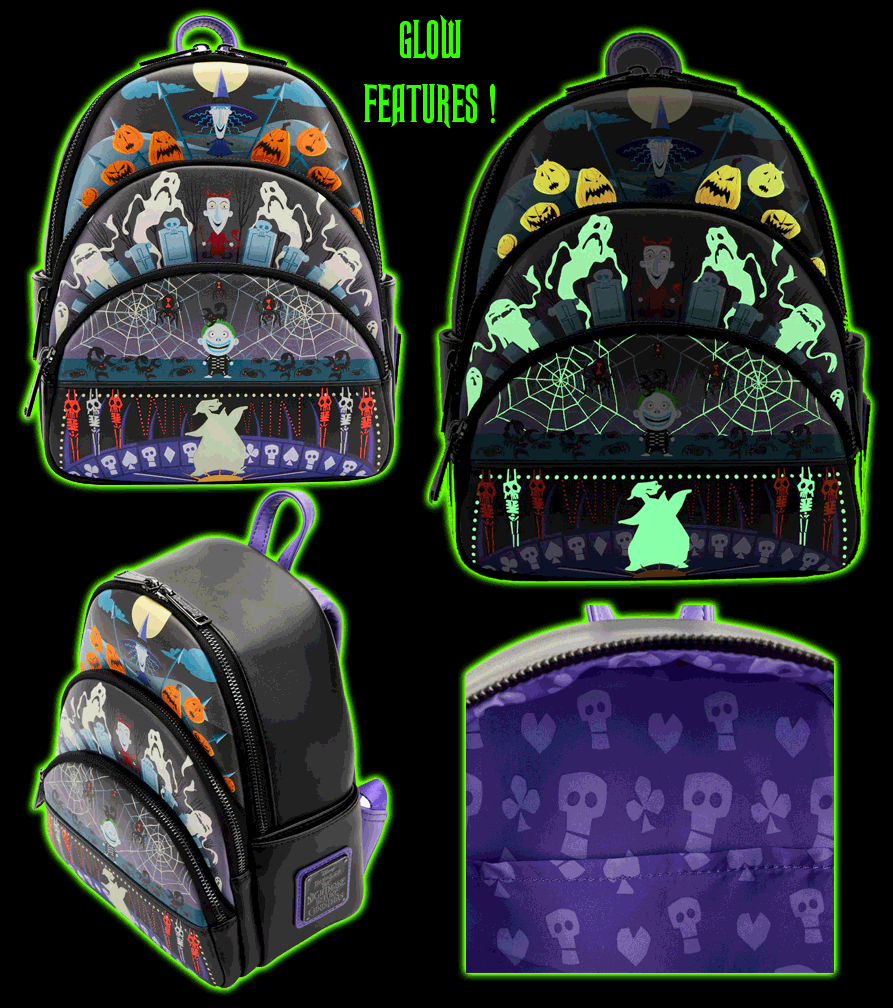 The Nightmare Before Christmas Glow Triple Pocket Mini Backpack