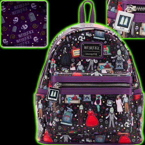 Loungefly Beetlejuice Icons AOP Mini Backpack