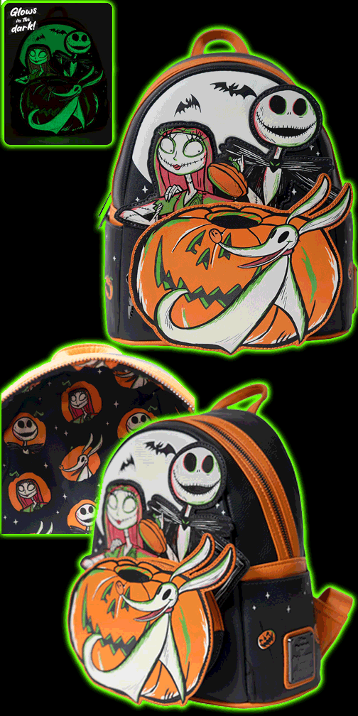 The Nightmare Before Christmas With Zero and Pumpkin Glow Mini Backpack