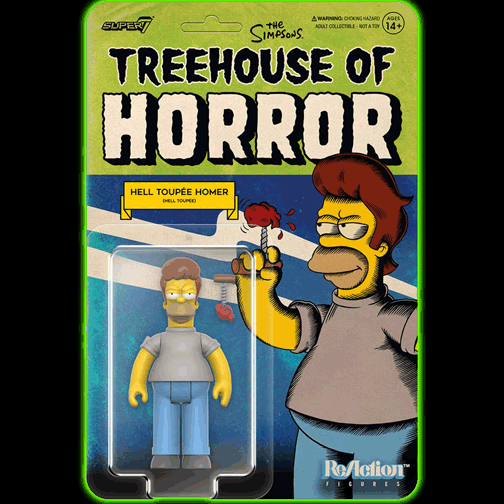 The Simpsons Treehouse of Horror Killer Toupee Homer Simpson 3 3/4-Inch ReAction Figure