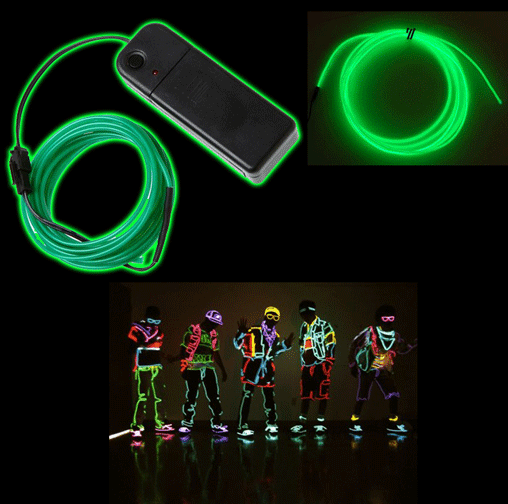 Green Neon Glowing Strobing Electroluminescent Wire (El Wire Green)