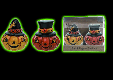 JACK-O-LANTERN SALT + PEPPER SHAKER SET by Johanna Parker