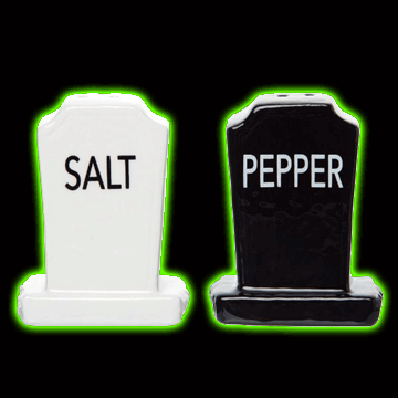 Black and White Tombstones Salt and Pepper Shakers Set