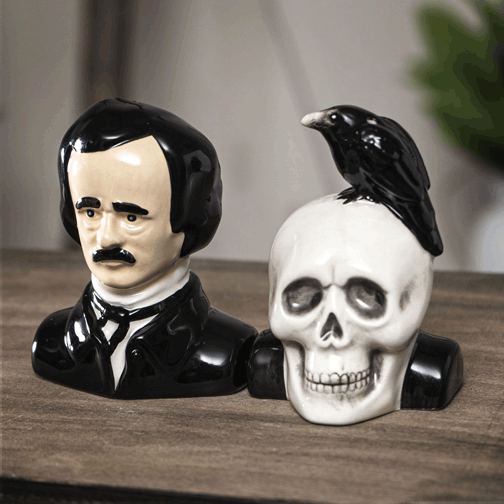 POE'S RAVEN SALT AND PEPPER SHAKERS