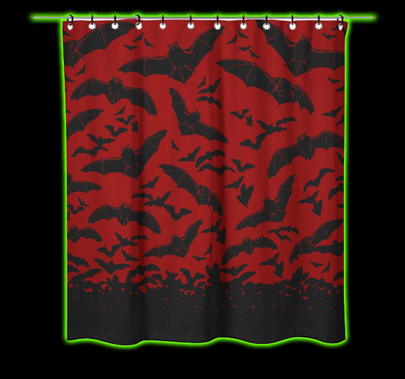 RED BATS SHOWER CURTAIN