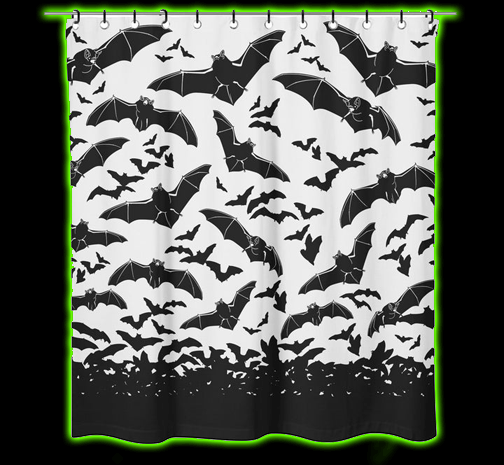 Black and White Bats Shower Curtain