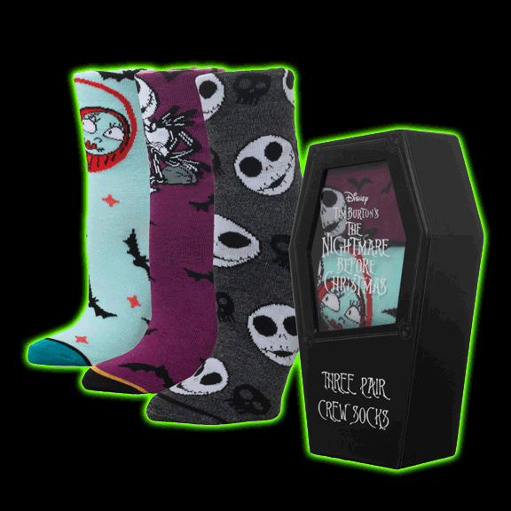 Nightmare Before Christmas 3 pair Coffin Box Womens Sock Set