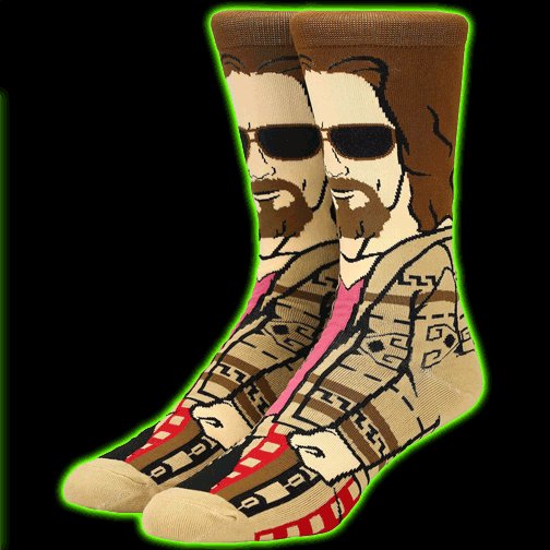 The Big Lebowski The Dude 360 Character Mens Crew Socks