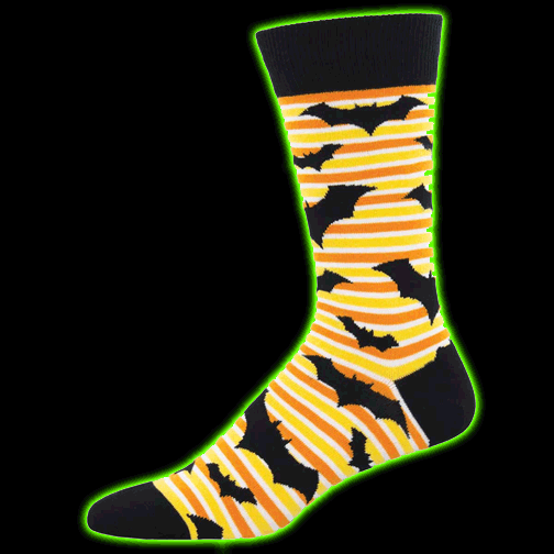 Mens Orange Halloween Bats Socks