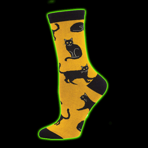 Womens Black Cat Gold Socks