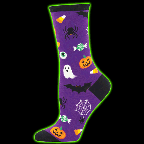 Womens Very Spooky Creatures Purple Socks