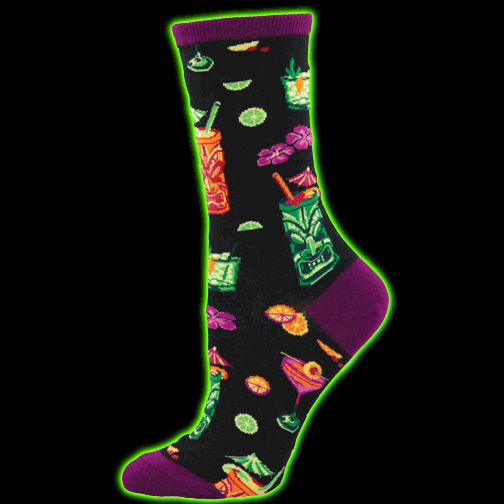 Womens Black Tiki Drinks Socks