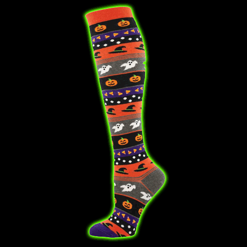 Womens Halloween Icons Gray Heather Long Socks