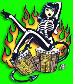 Skeleton Bongo Girl Sticker
