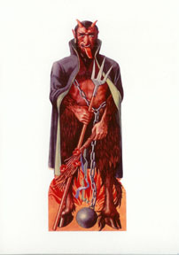 Devil with pitchfork vintage style Halloween card - DM-11