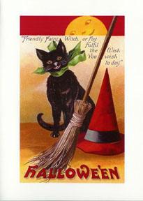 Happy Cat vintage style Halloween card - HW-23