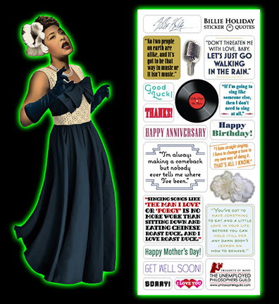 Billie Holiday Blank Note Card With Quotes & Stickers