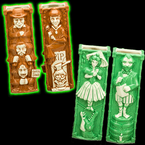 Haunted Mansion Stretching Portrait Tiki Mugs Set of 2 Brown/Green