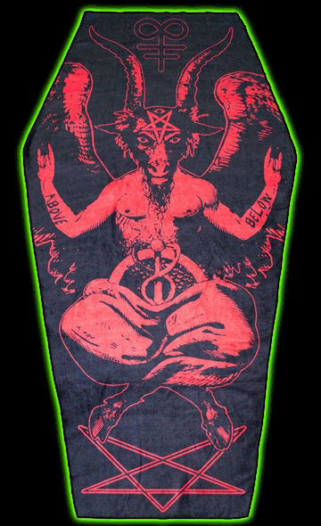 Baphomet Satanic Coffin Beach Towel