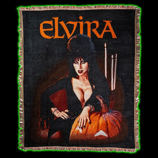 Elvira Pumpkin Tapestry Throw Blanket