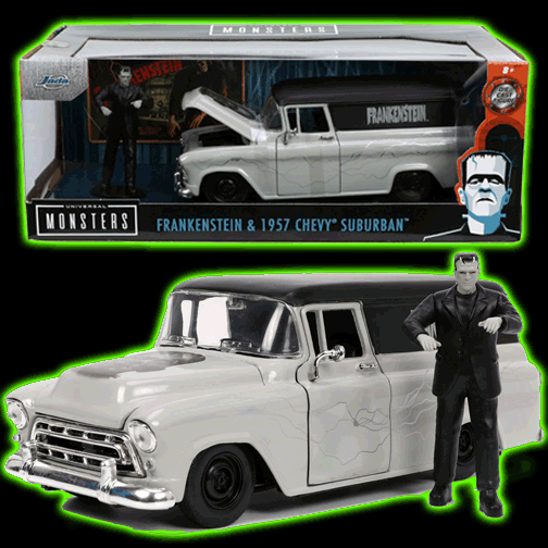 Hollywood Rides Universal Monsters Frankenstein 1957 Chevy Suburban 1:24 Scale Die-Cast Metal Vehicl