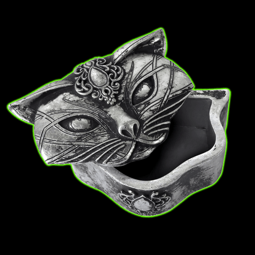 Sacred Cat Trinket Box - Antique Silver