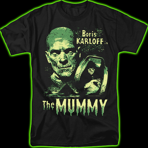 Boris Karloff The Mummy T-Shirt (green design)
