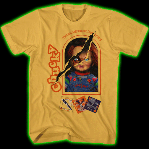 TWO SIDES OF CHUCKY YELLOW BOX T-SHIRT