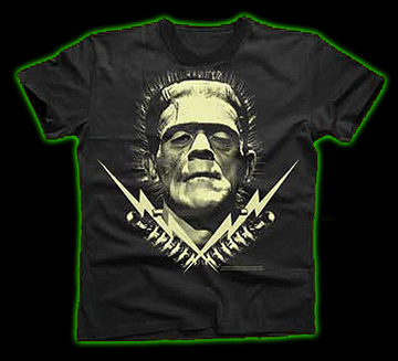 Frankenstein with Electrodes t-shirt<br>Glows in the Dark!