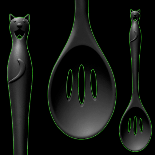 GOTHIC CATS KITCHEN SLOTTED SPOON