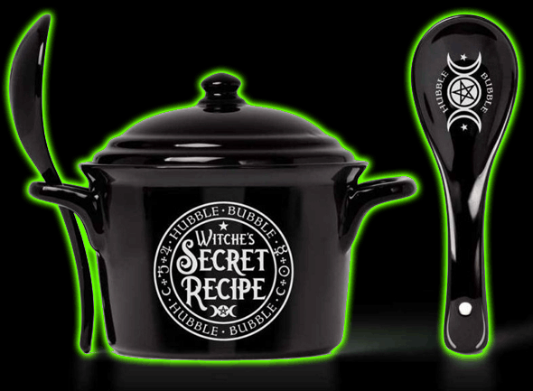 WITCHES SECRET RECIPE SOUP BOWL WITH SPOON