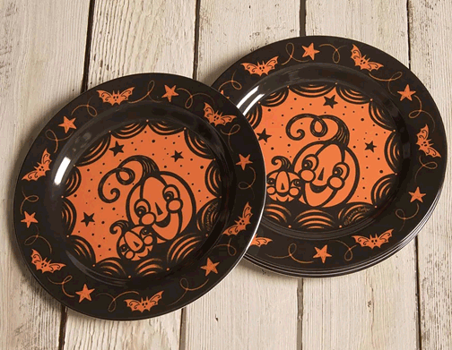 Halloween Pumpkin Decorative 4 Plate Set by Johanna Parker