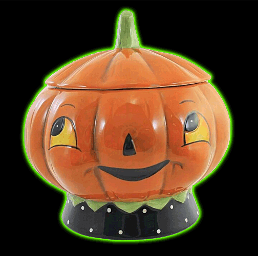 Tabletop Jackie Sugar Cookie Jar Dolomite Halloween Johanna Parker