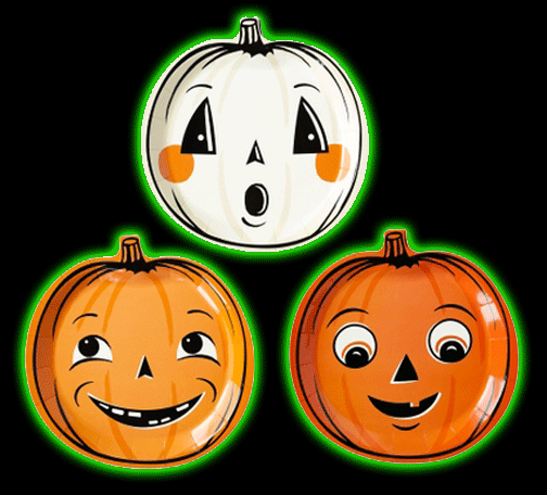 Vintage Halloween Pumpkin Shaped Paper Plate Set