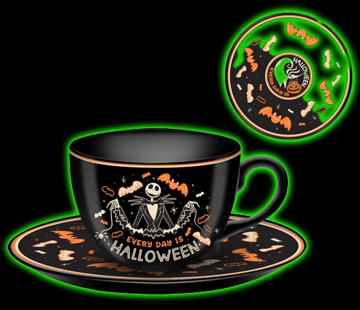 Nightmare Before Christmas Jack Paper Cut Bats 6.7oz China Cup and Saucer