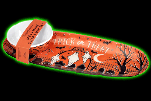 Hocus Pocus Vintage Halloween Melamine Oval Treat Tray w. Dip Bowl