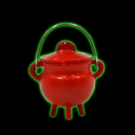 Red Cast Iron Cauldron with Lid