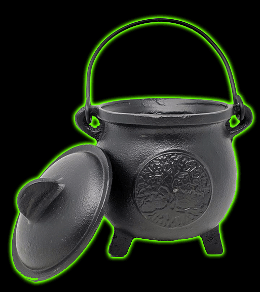 Tree of Life Cast Iron Cauldron with Lid