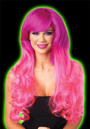 Pink TWO-TONE LONG CURLY WIG