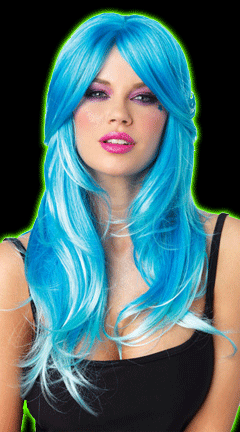Blue Two-Tone Layered Wig
