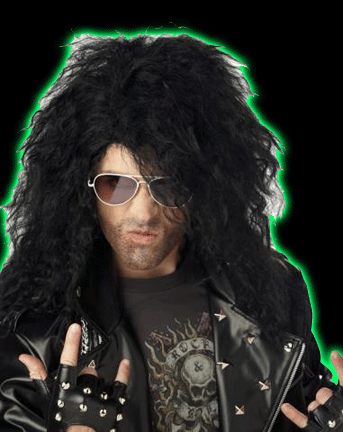 Black Heavy Metal Rocker Wig