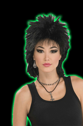 Black 80's Rock Idol Wig