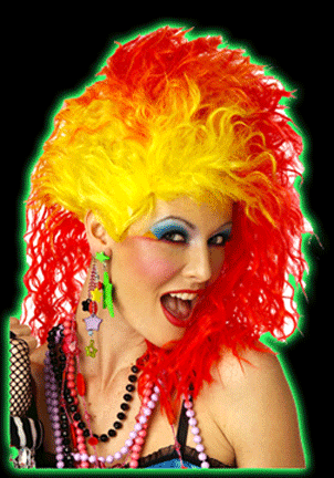80's True Colors Wig - Red and Yellow