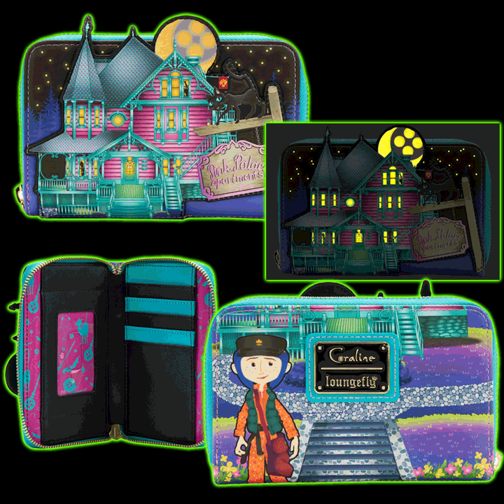 Loungefly Coraline Glow in the Dark House Zip Around Wallet