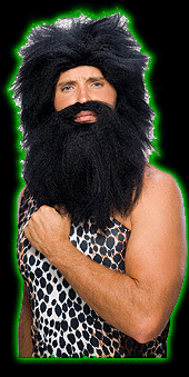 Prehistoric Wig And Beard - Black