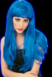 Long Blue Glamour Wig