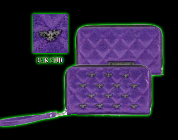 Bat Studded Purple Glitter Wallet
