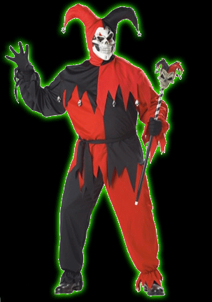 Halloweentown Store: Evil Jester BLK&RED Plus Size Mens Costume